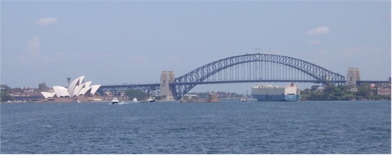 Färjeperspektiv: Sydney Harbour visar sina sevärdheter, inklusive världens största blåvita lastfartyg